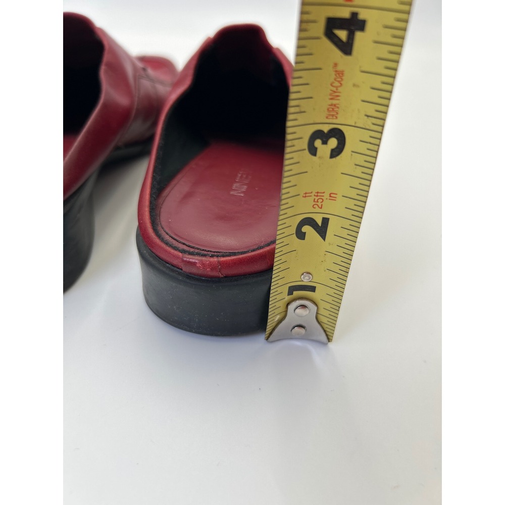 Nine West Renny Red Leather Slide Mules Womens 7.5 Square Low Wedge 90's Heels - Picture 8 of 13
